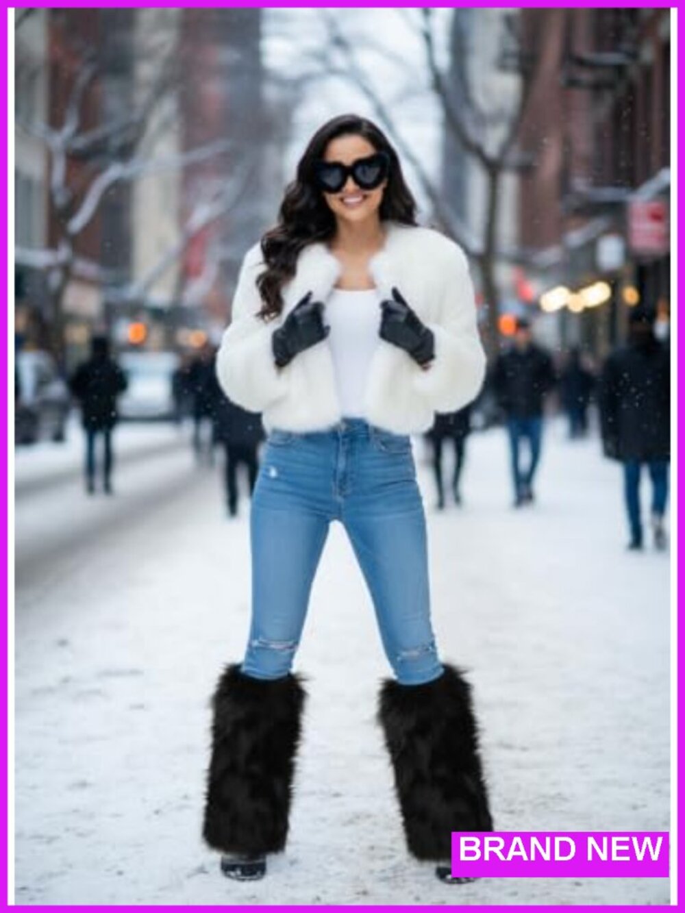 Women Faux Fur Leg Warmers with Fuzzy Sunglasses Set, Fluffy Boot Covers for - Picture 5 of 6